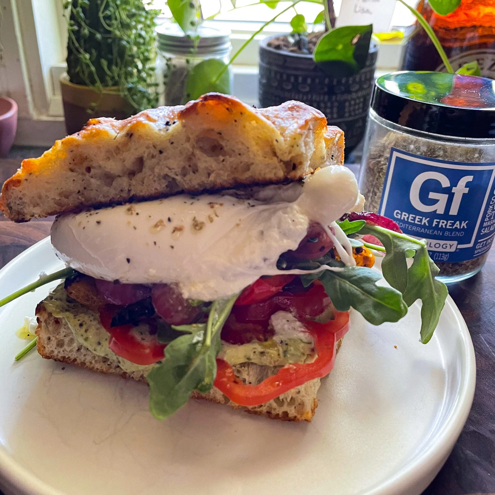 Caramel Crusted Burrata Sandwich with Honey mustard Sauce