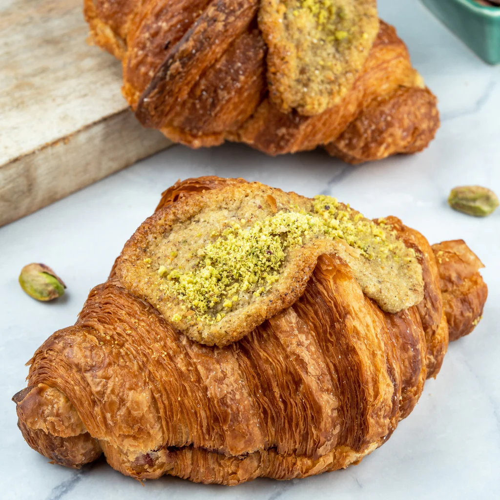 Raspberry & Pistachio Carmelized Croissant Sandwich