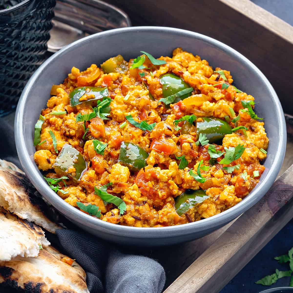 The eggless masala scrambled eggs ( Paneer Bhurji) With Crackers